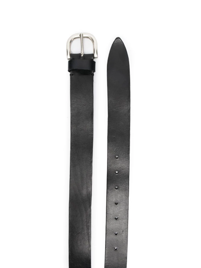 P.a.r.o.s.h Leather Belt With Adjustable Length And Silver-tone Buckle In Black