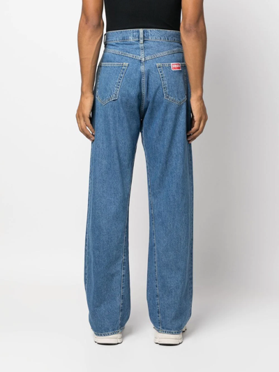 Shop Kenzo High Waist Wide-leg Jeans In Blue