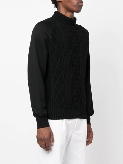 Shop Neil Barrett Embroidered-logo Sleeve Knit Jumper In Black