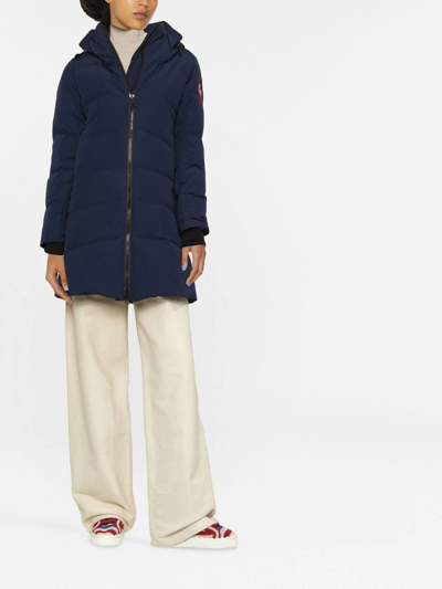 Shop Canada Goose Logo-patch Sleeve Padded Coat In Blue