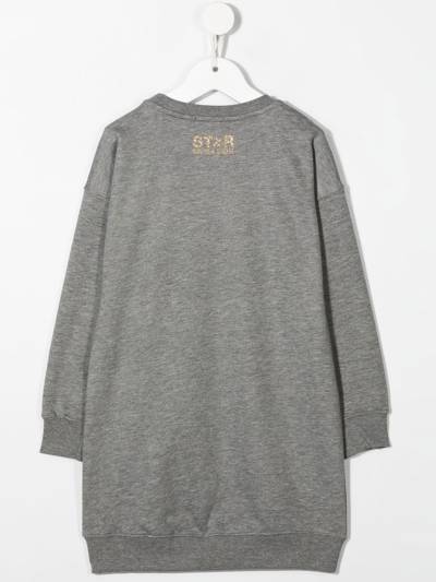 Shop Golden Goose Star-print Sweatshirt Dress In Grey
