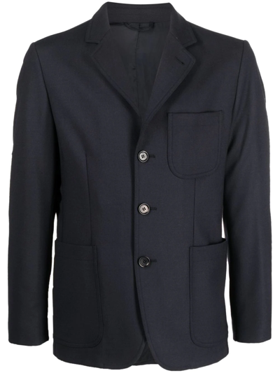 Shop Aspesi Wool-blend Blazer In Blue