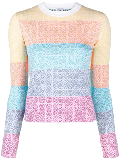 Shop Loewe Anagram Print Long-sleeve T-shirt In Pink