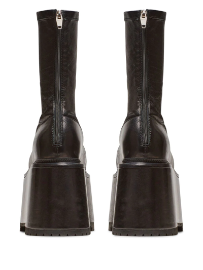 Shop Balmain Platform Leather Boots In Black