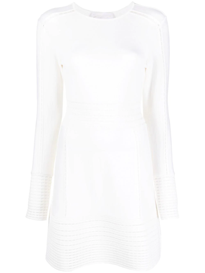 Shop Genny Long-sleeve Mesh-detail Dress In White