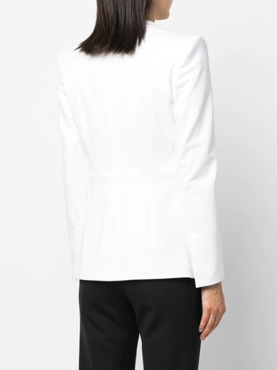 Shop Genny Long-sleeve Wool-silk Blazer In White