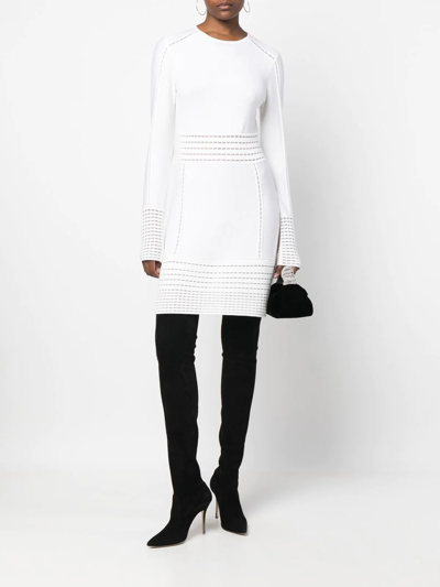 Shop Genny Long-sleeve Mesh-detail Dress In White
