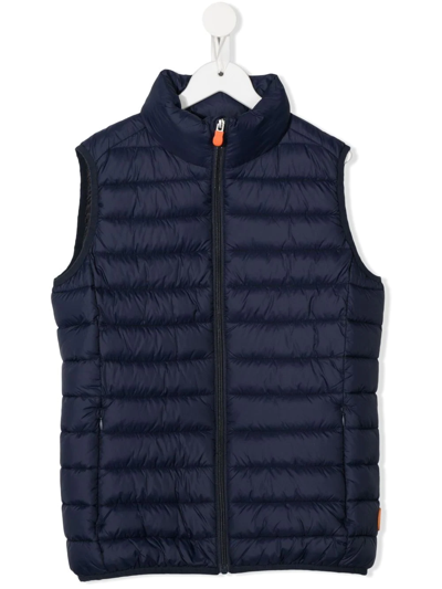 Shop Save The Duck Teen High-neck Padded Gilet In Blue