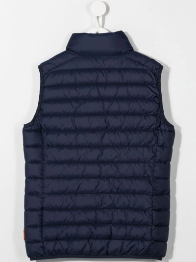 Shop Save The Duck Teen High-neck Padded Gilet In Blue