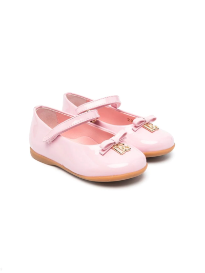 Shop Dolce & Gabbana Logo-plaque Ballerina Shoes In Pink