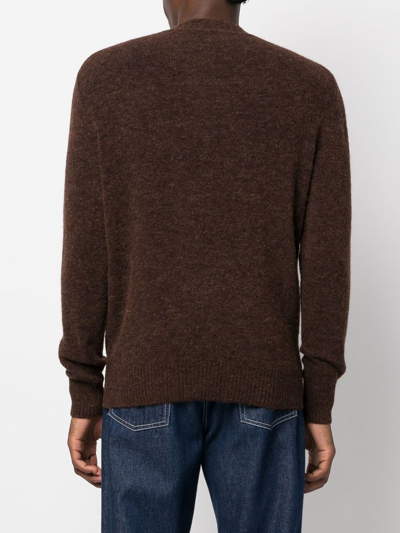 Shop Ballantyne Marl-knit Crew Neck Sweater In Brown