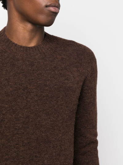 Shop Ballantyne Marl-knit Crew Neck Sweater In Brown