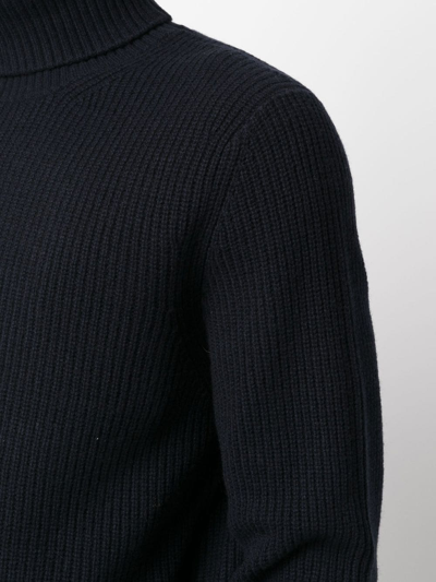 Shop Ballantyne Ribbed-knit Roll-neck Jumper In Blue