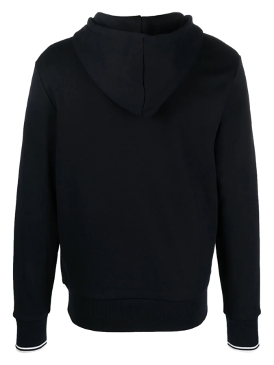 Fred Perry Logo Hoodie In Blue