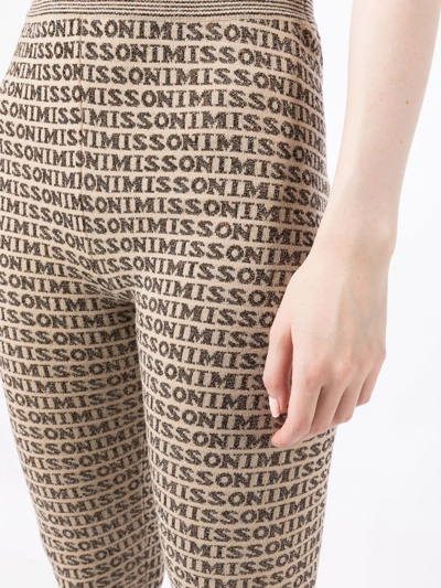Shop Missoni Logo-print Knitted Leggings In Brown
