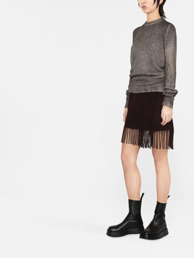 Shop P.a.r.o.s.h Fringed Wool Skirt In Purple