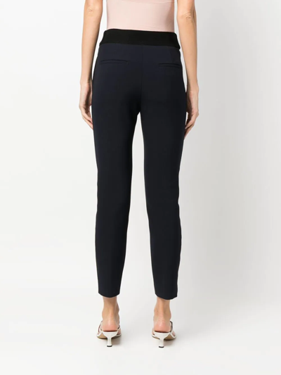 Shop Peserico Cropped Tapered-leg Trousers In Blue
