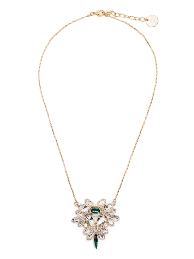Shop Anton Heunis Crystal-embellished Pendant Necklace In Green
