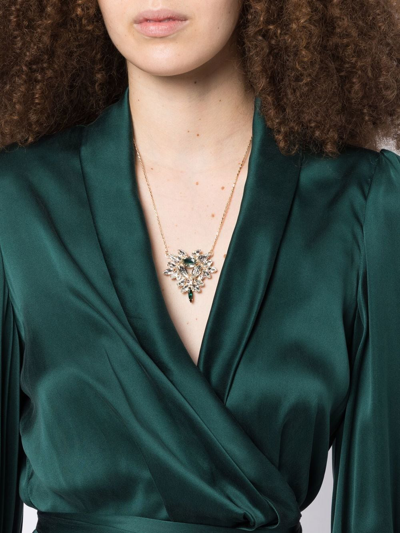 Shop Anton Heunis Crystal-embellished Pendant Necklace In Green