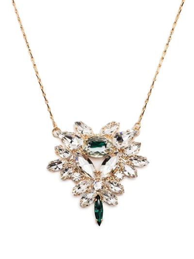 Shop Anton Heunis Crystal-embellished Pendant Necklace In Green
