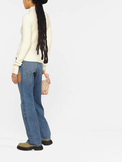 Off-white Knitted Zipped Cardigan In White