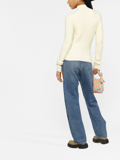 Off-white Knitted Zipped Cardigan In White