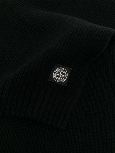 Shop Stone Island Junior Logo-patch Detail Knit Scarf In Black