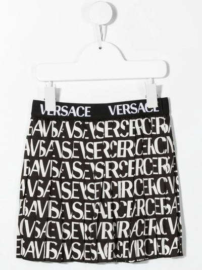 Shop Versace Logo-print Mini Skirt In Black