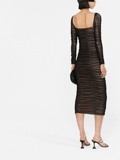 Shop Self-portrait Ruched Cut-out Jersey Dress In Black