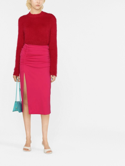 Shop P.a.r.o.s.h Ruched Midi Skirt In Pink