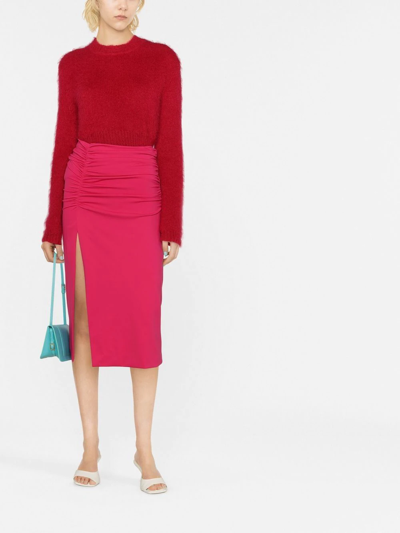 P.a.r.o.s.h Ruched Midi Skirt In Pink