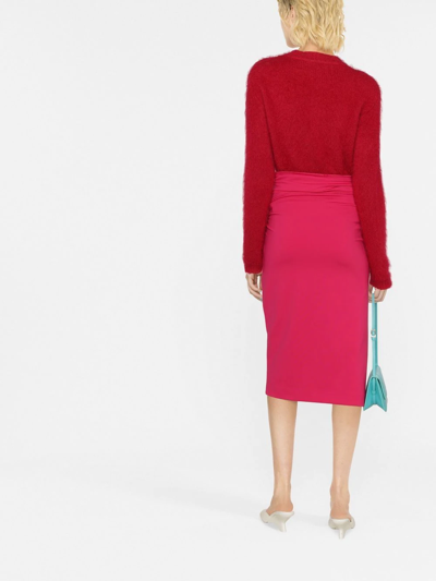 P.a.r.o.s.h Ruched Midi Skirt In Pink