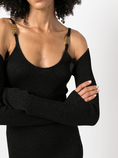 Shop Gcds Off-shoulder Midi Dress In Black