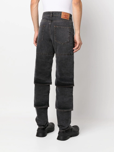 Shop Y/project Multi-cuff Layered-design Jeans In Black