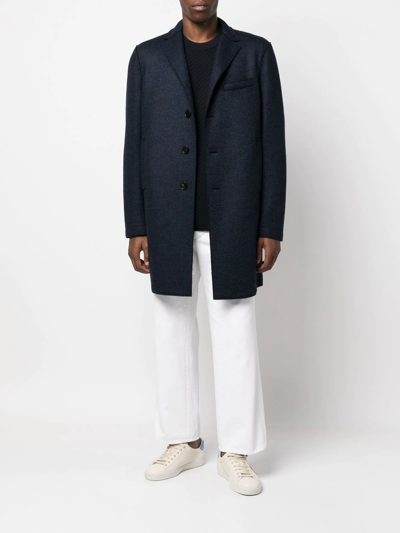 Harris Wharf London Single-breasted Overcoat In Blue