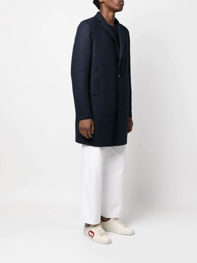 Harris Wharf London Single-breasted Overcoat In Blue