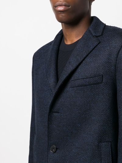 Harris Wharf London Single-breasted Overcoat In Blue