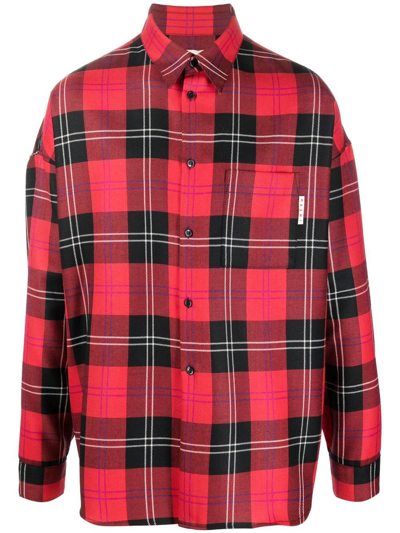 Shop Marni Tartan Button-down Shirt In Red