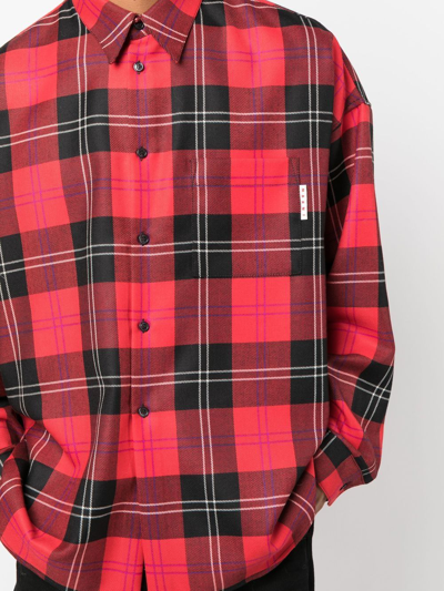 Shop Marni Tartan Button-down Shirt In Red