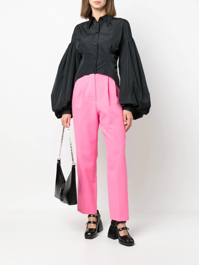 Shop Del Core Exaggerated Balloon-sleeve Shirt In Black