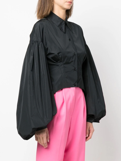 Shop Del Core Exaggerated Balloon-sleeve Shirt In Black