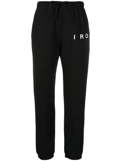 Shop Iro Marika Embroidered Cotton Track Pants In Black