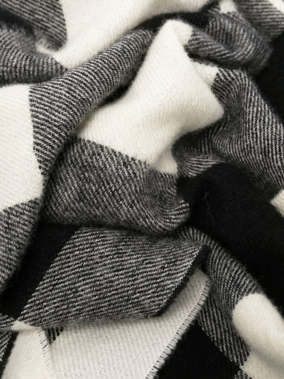 Shop Iro Check Pattern Wool Scarf In Black