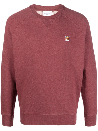 Shop Maison Kitsuné Fox-motif Cotton Sweatshirt In Red