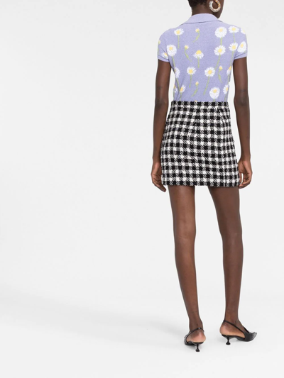 Shop Alessandra Rich Herringbone-pattern Print Mini Skirt In White