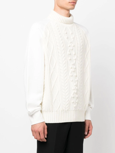 Neil Barrett White Embroidered-logo Sleeve Knit Jumper In White
