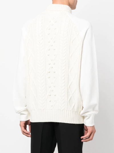 Shop Neil Barrett Embroidered-logo Sleeve Knit Jumper In White