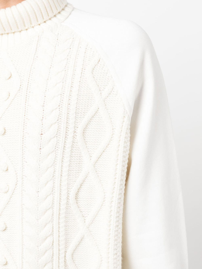 Neil Barrett White Embroidered-logo Sleeve Knit Jumper In White