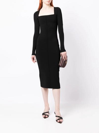 Shop Victoria Beckham Fitted Square-neck Dress In Black