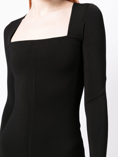 Shop Victoria Beckham Fitted Square-neck Dress In Black